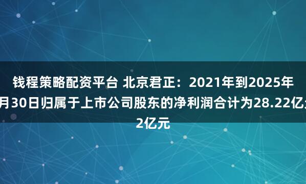 钱程策略配资平台 北京君正：2021年到2025年6月30日归属于上市公司股东的净利润合计为28.22亿元