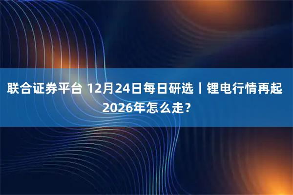 联合证券平台 12月24日每日研选丨锂电行情再起 2026年怎么走？
