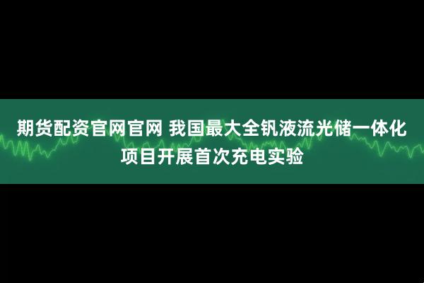 期货配资官网官网 我国最大全钒液流光储一体化项目开展首次充电实验